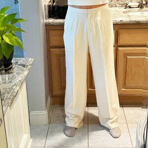 Vintage Wintersilks 100% Silk Twill Ivory Wide Leg Baggy Slouchy Trousers Pants